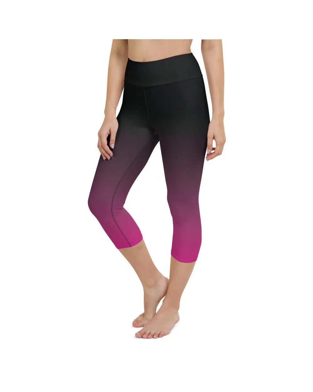 Ombre Black to Pink Yoga Capris