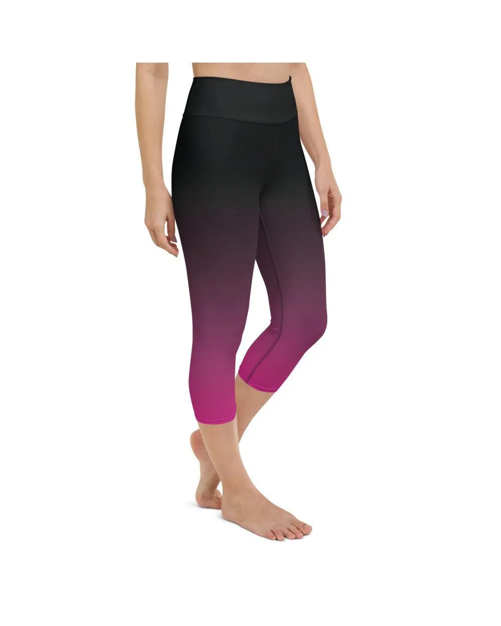 Ombre Black to Pink Yoga Capris