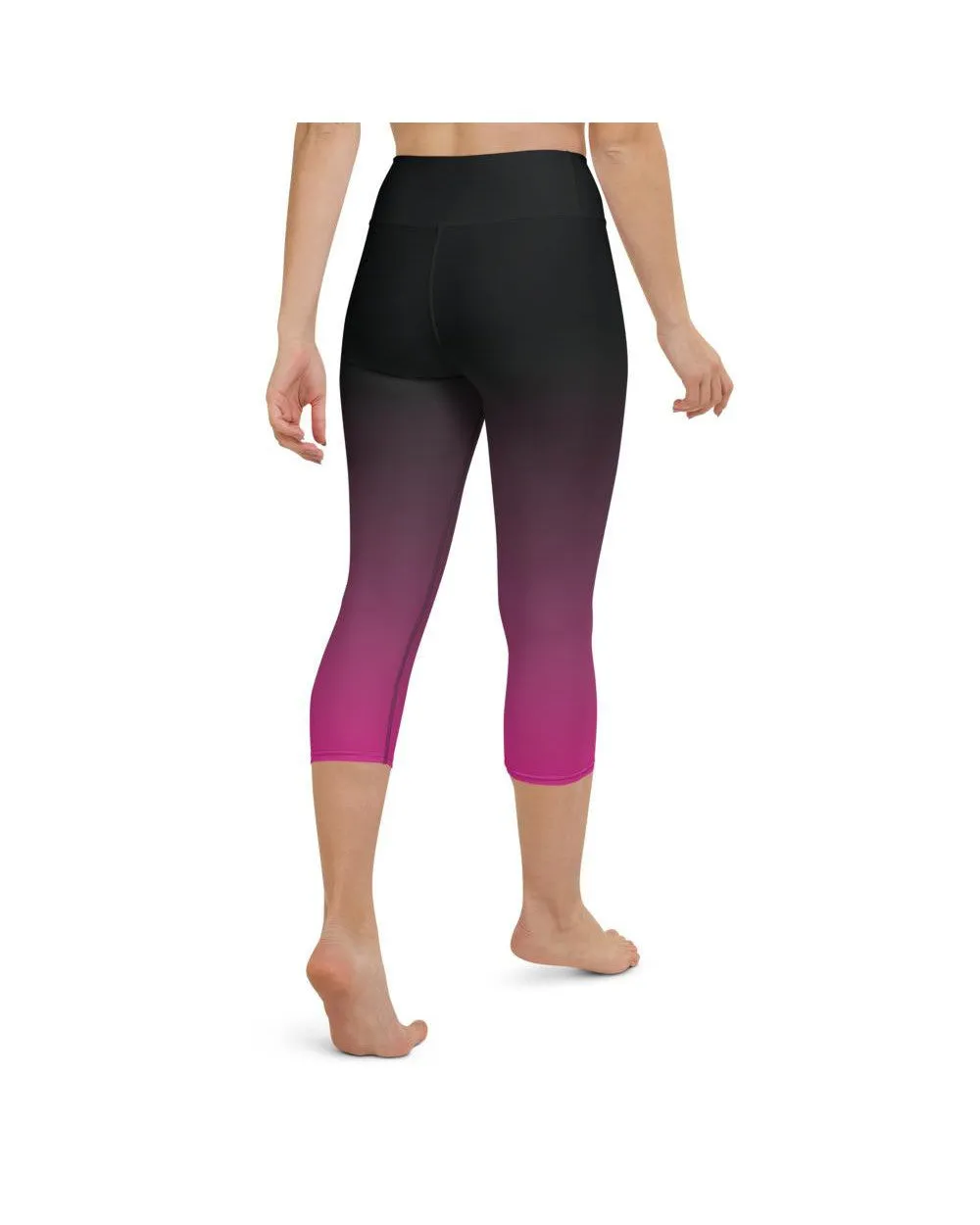 Ombre Black to Pink Yoga Capris