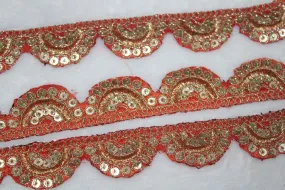 Orange Scalloped Fancy Lace