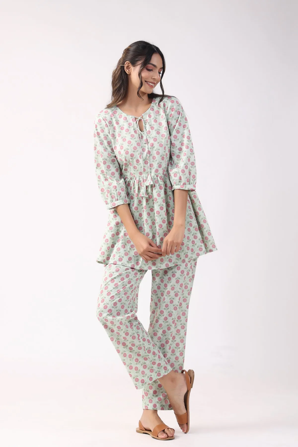 Petal Perfect Cotton Loungewear Top Set