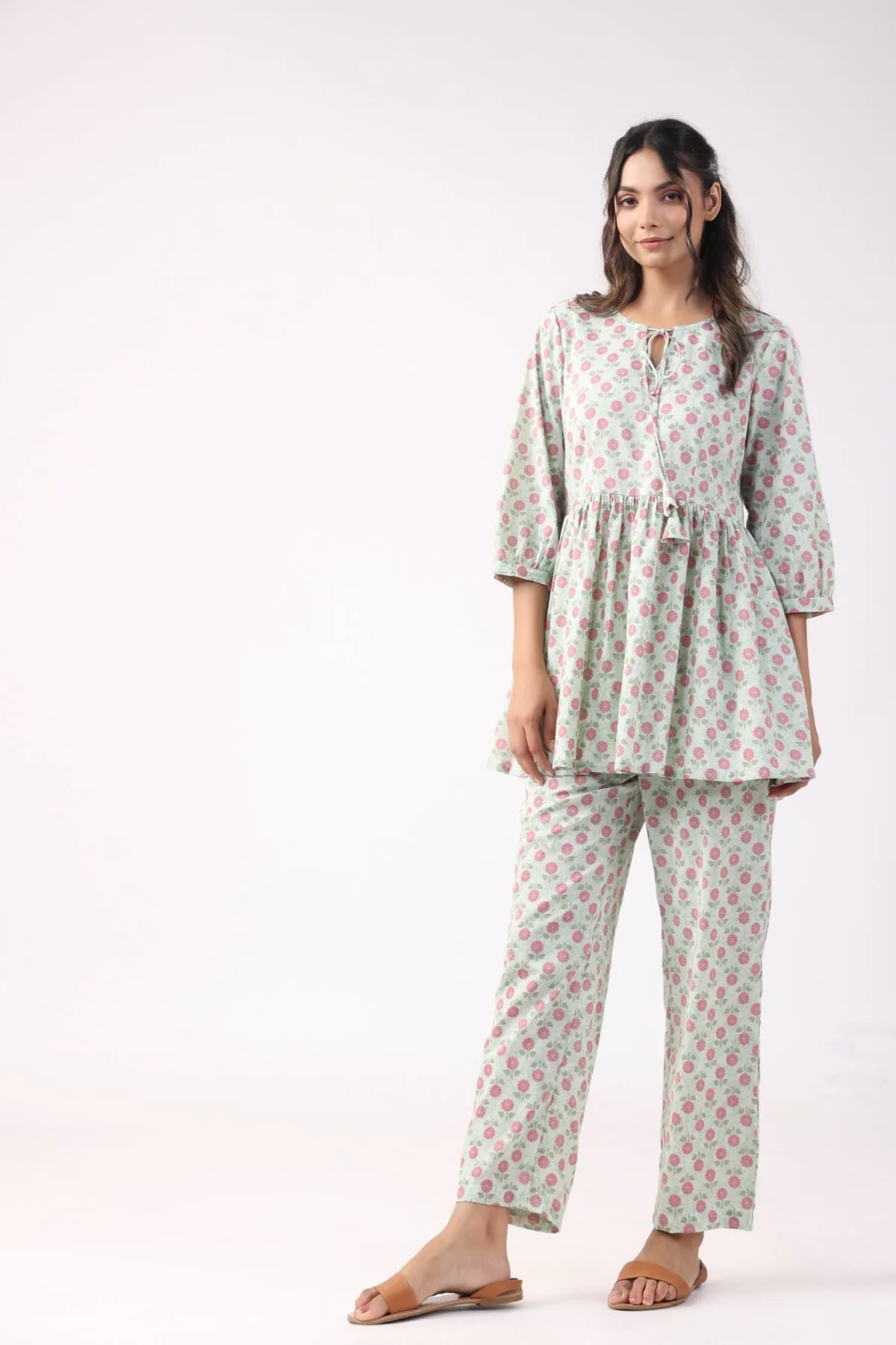 Petal Perfect Cotton Loungewear Top Set