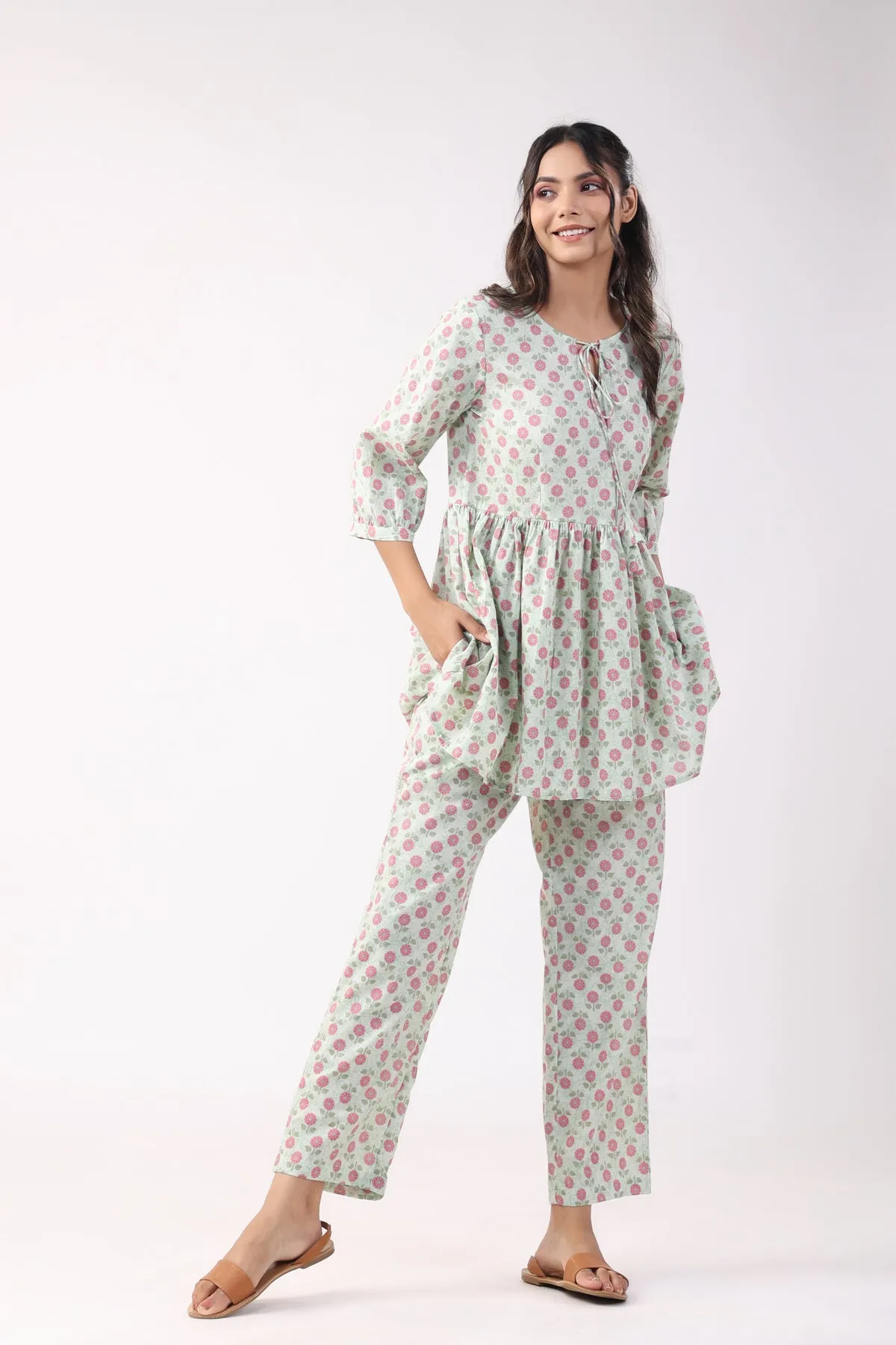 Petal Perfect Cotton Loungewear Top Set