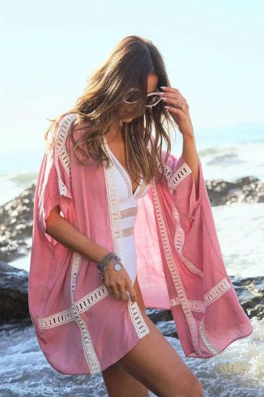 Pink Kimono Beach Cover Up