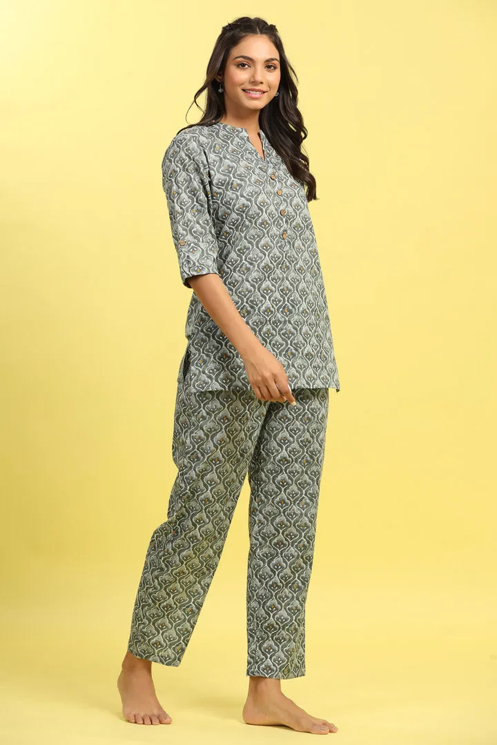 Pistachio on Cotton Loungewear Top Set