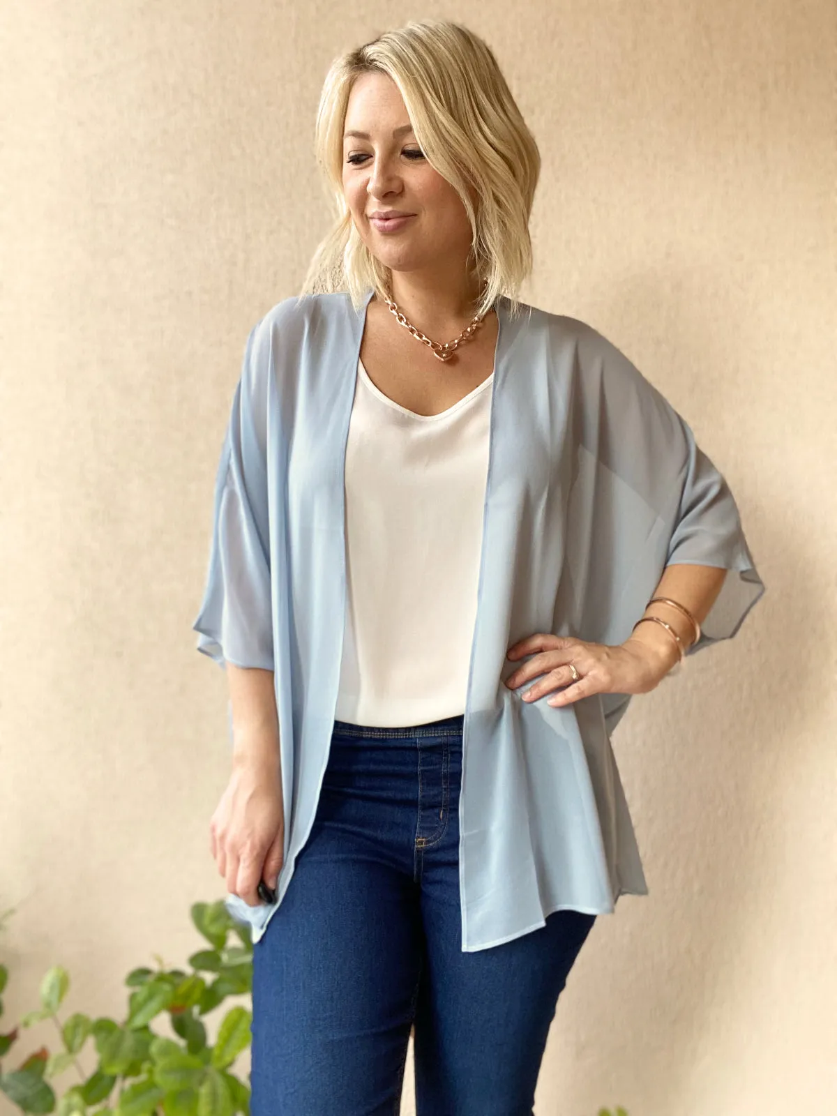 Plain Light Blue kimono - 3 lengths