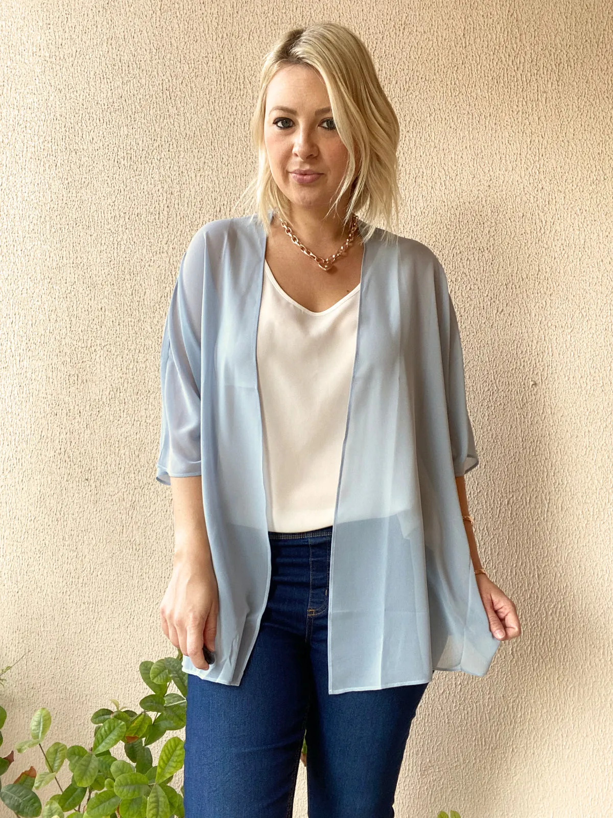 Plain Light Blue kimono - 3 lengths