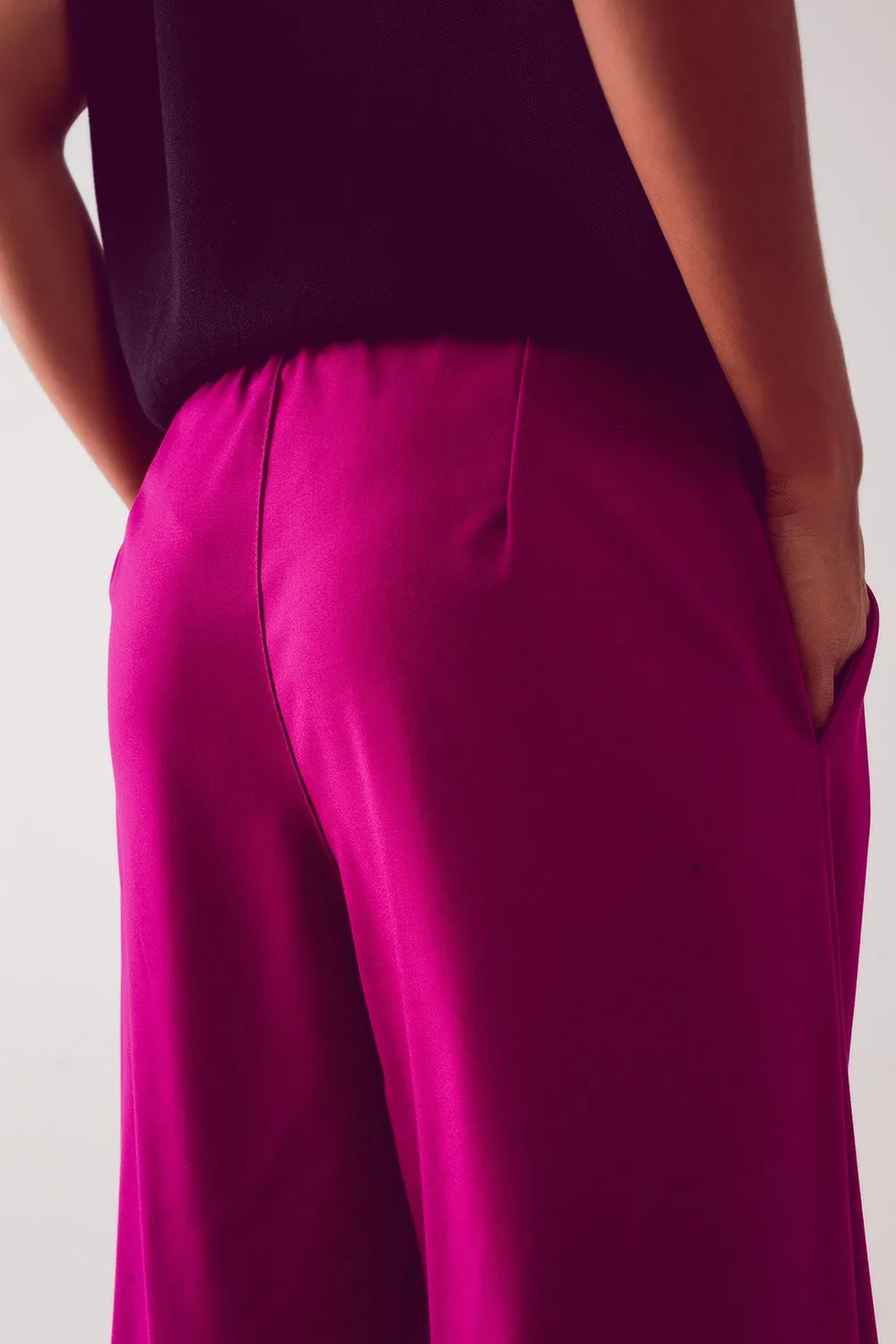 Pleated Wide Leg Pants in Fuchsia