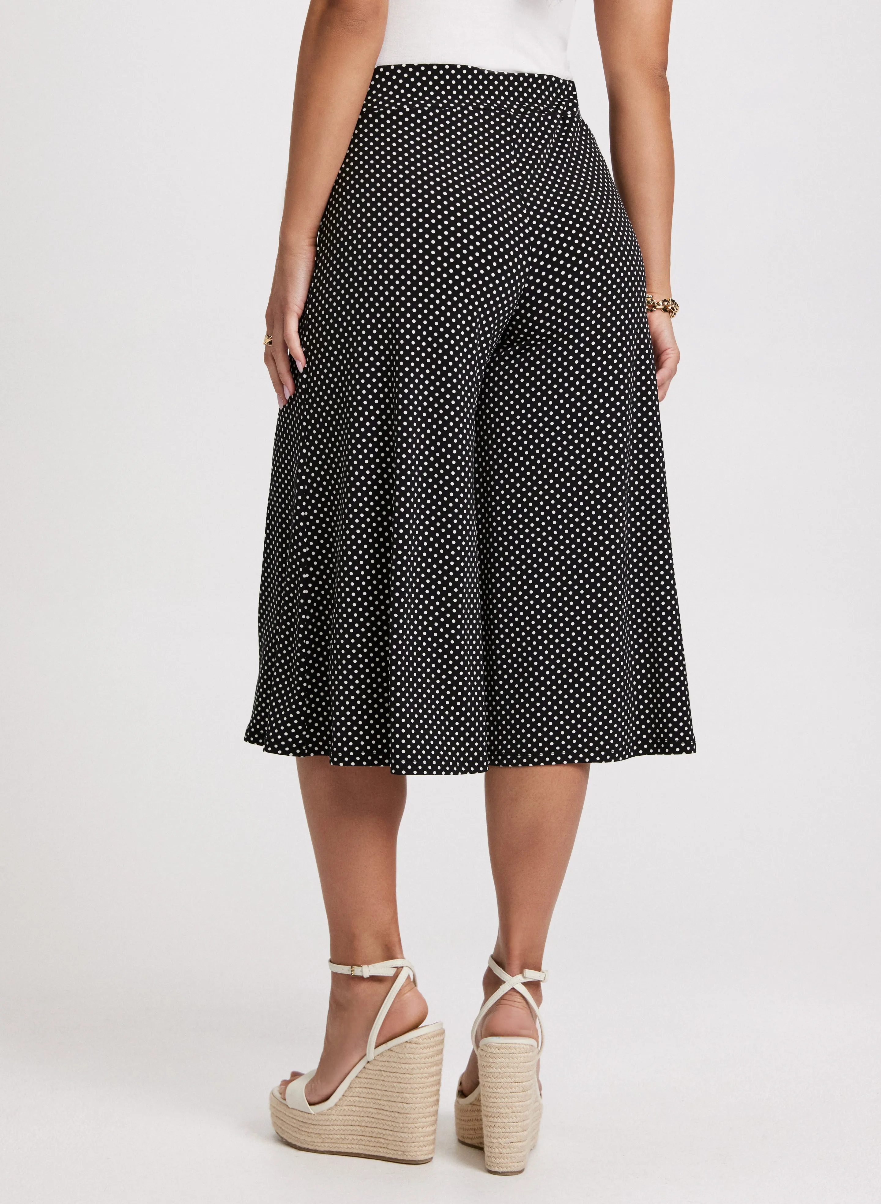 Pull-On Polka Dot Wide Leg Capris