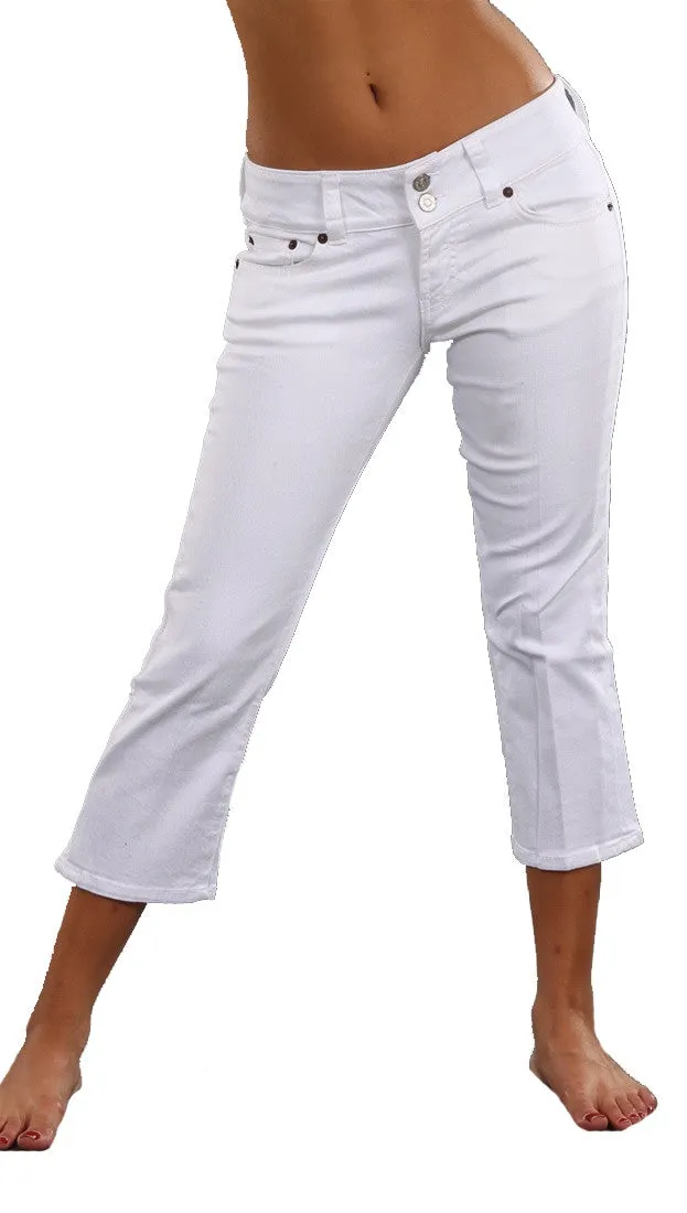 Red Engine Capri Jeans in White