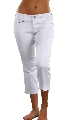 Red Engine Capri Jeans in White