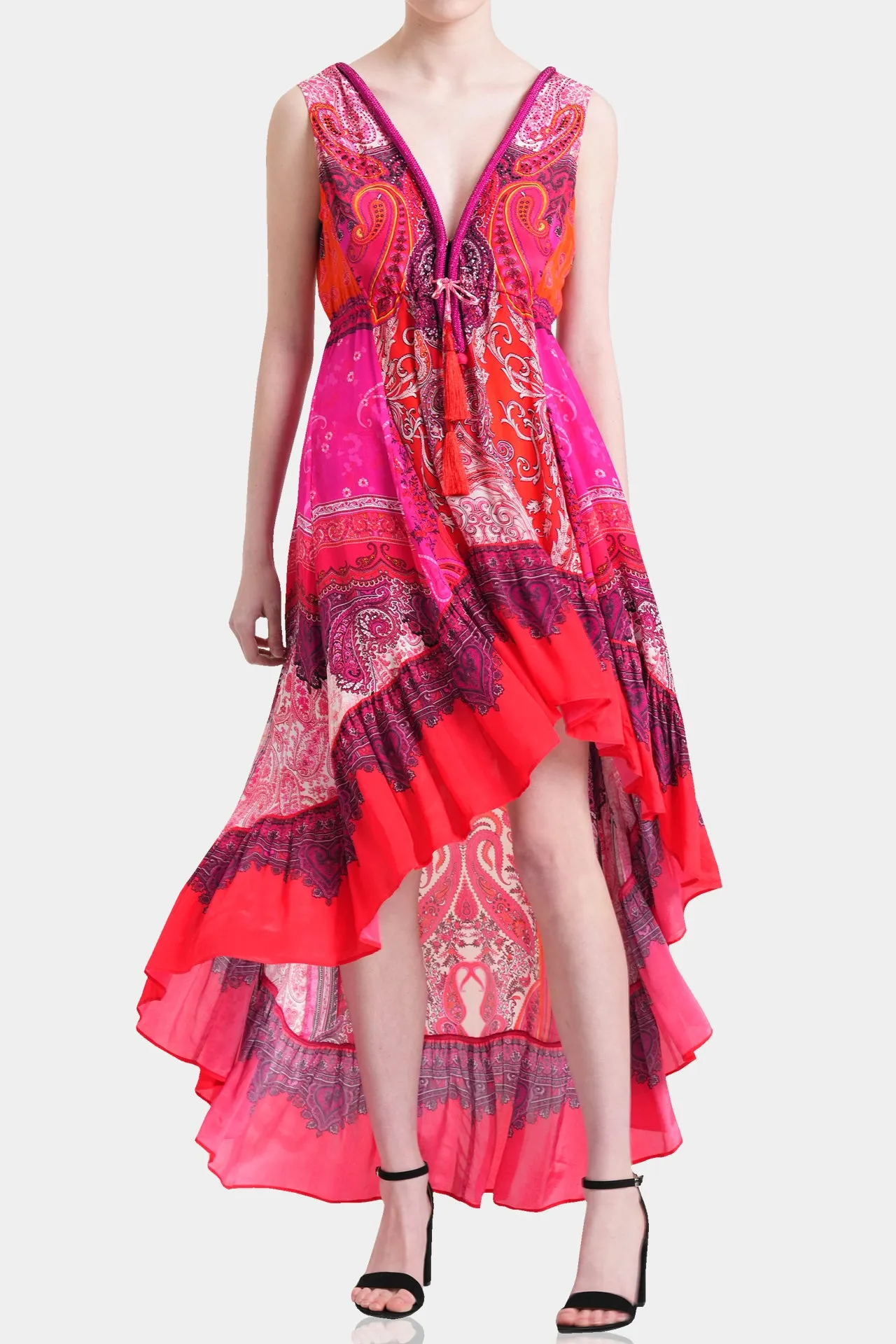 Ruffe Pink Flowy Dress