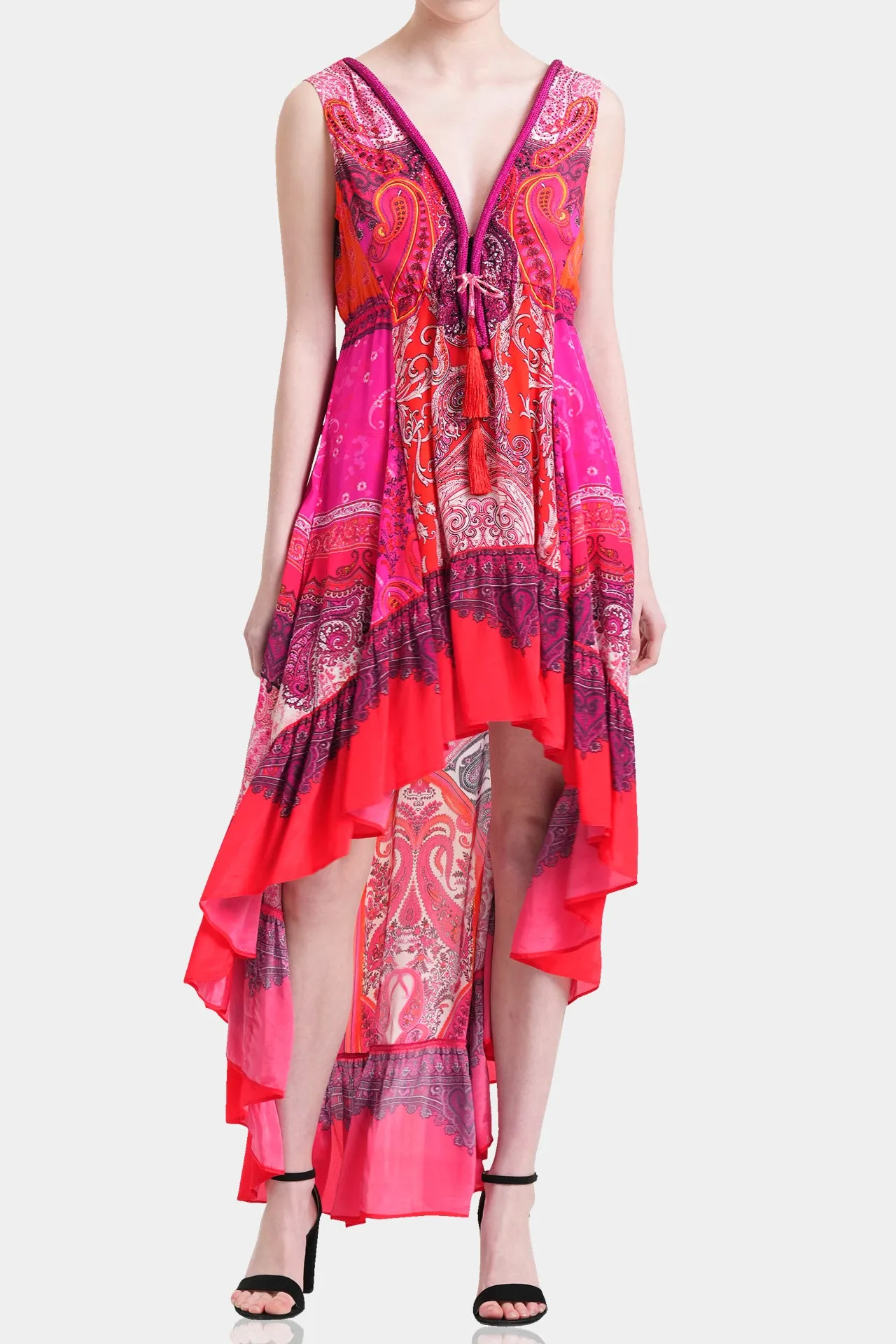 Ruffe Pink Flowy Dress