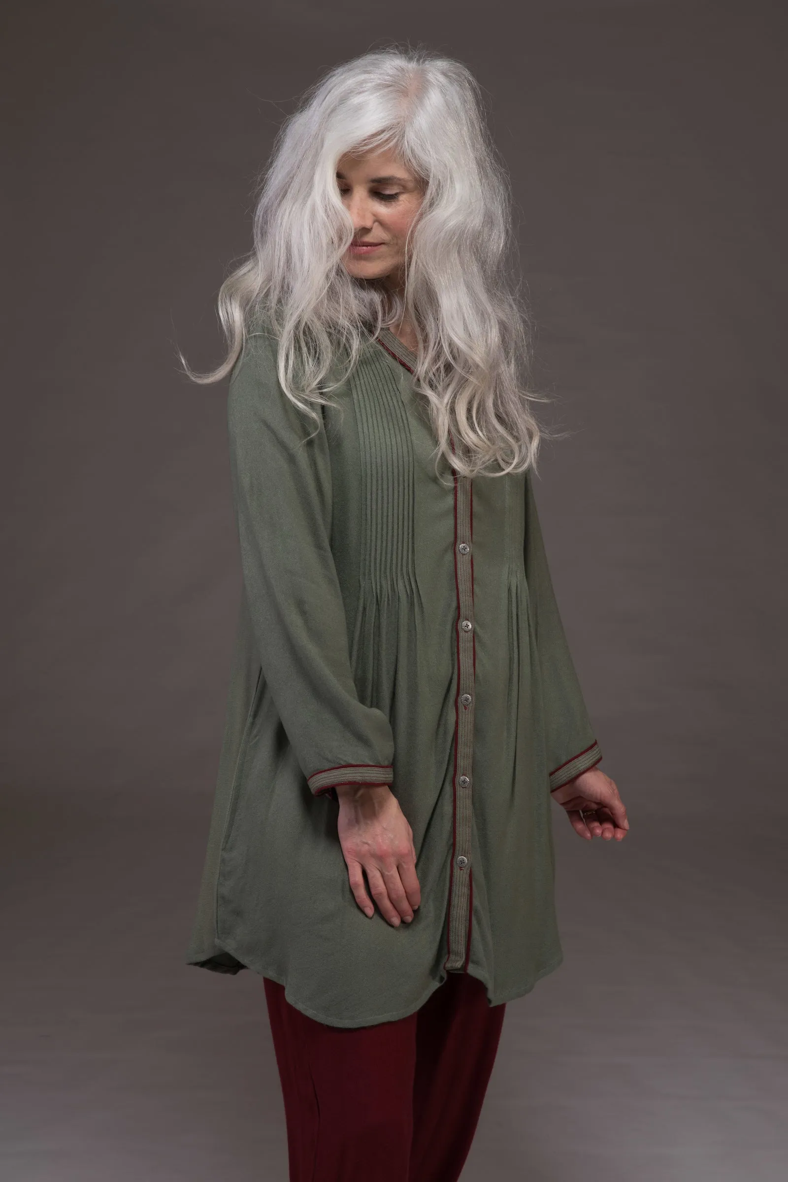 Shimla Tunic Sustainable Moss Crepe In Hand Dye  - Only in Size M