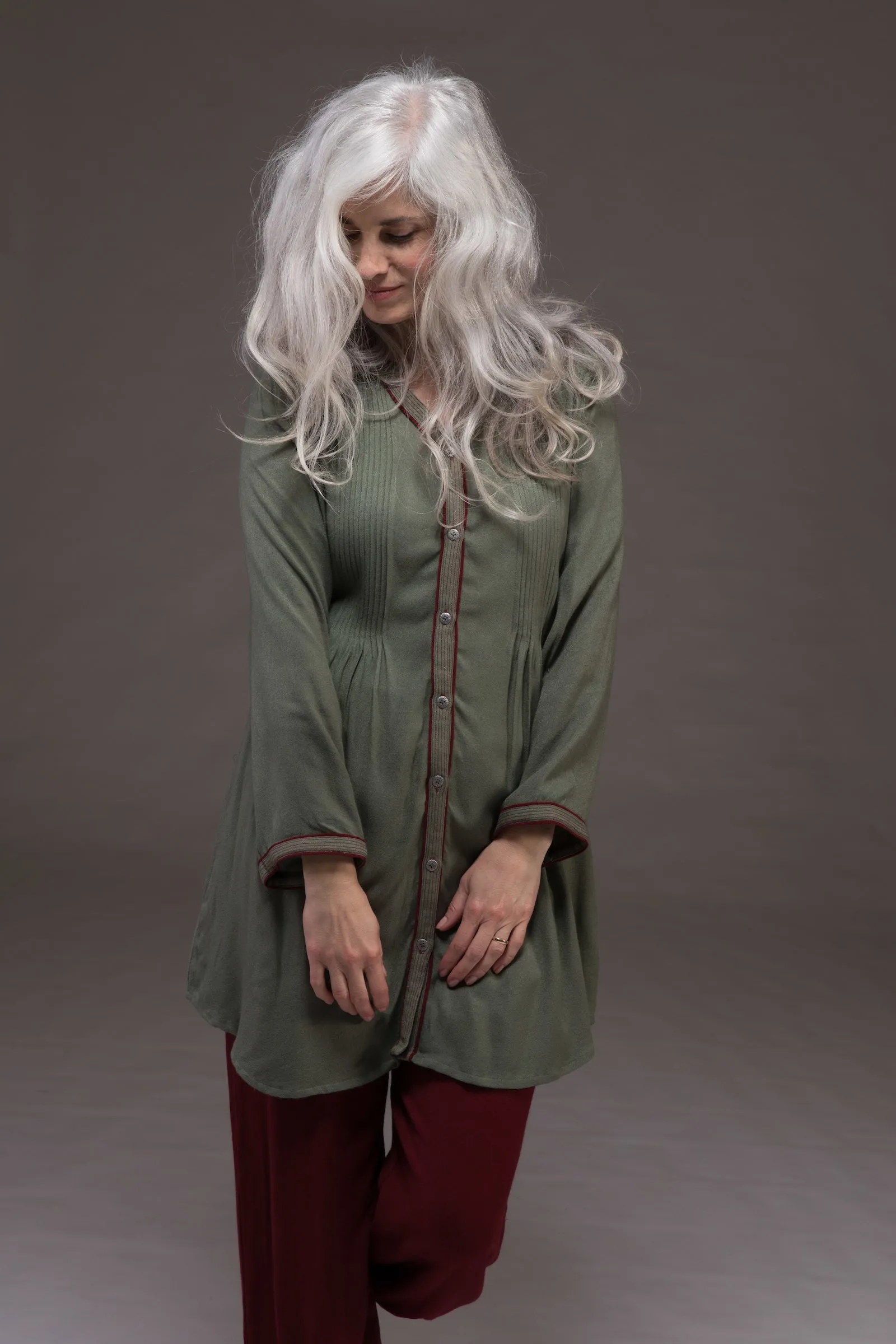 Shimla Tunic Sustainable Moss Crepe In Hand Dye  - Only in Size M