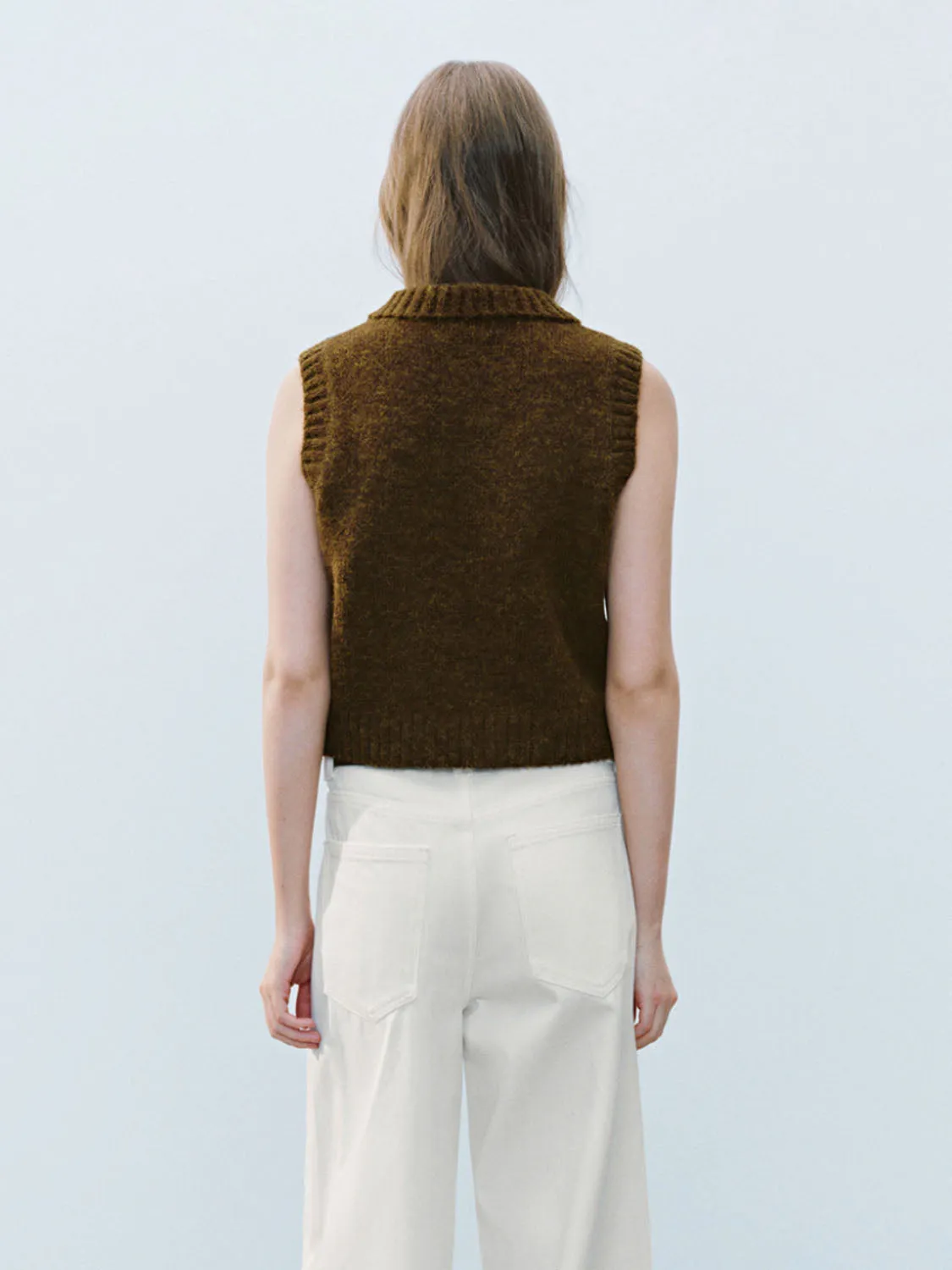 Shirt Collar Knitted Vests