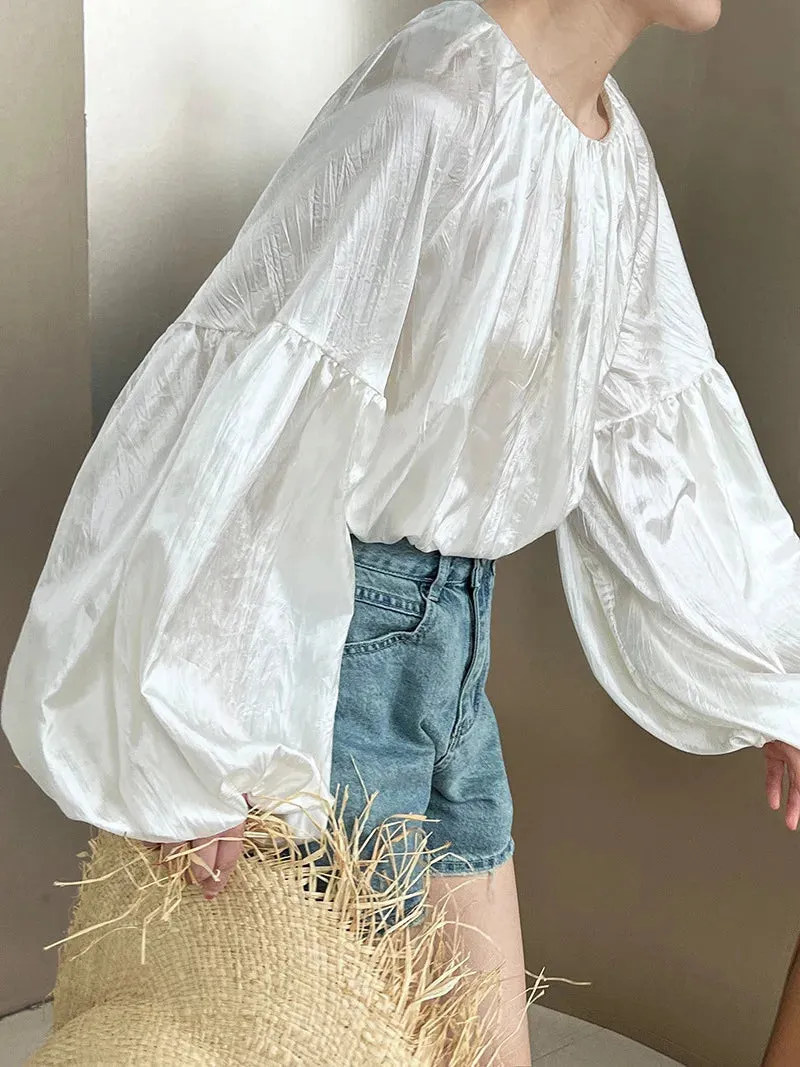 Shoulder Mesh Spliced Embroidered Tops Blusa Chifon Blouse