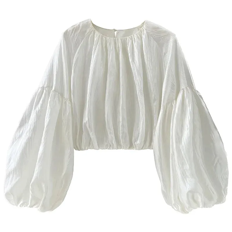 Shoulder Mesh Spliced Embroidered Tops Blusa Chifon Blouse