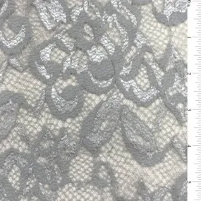 Silver Scalloped Stretch Lace Bolt Fabric