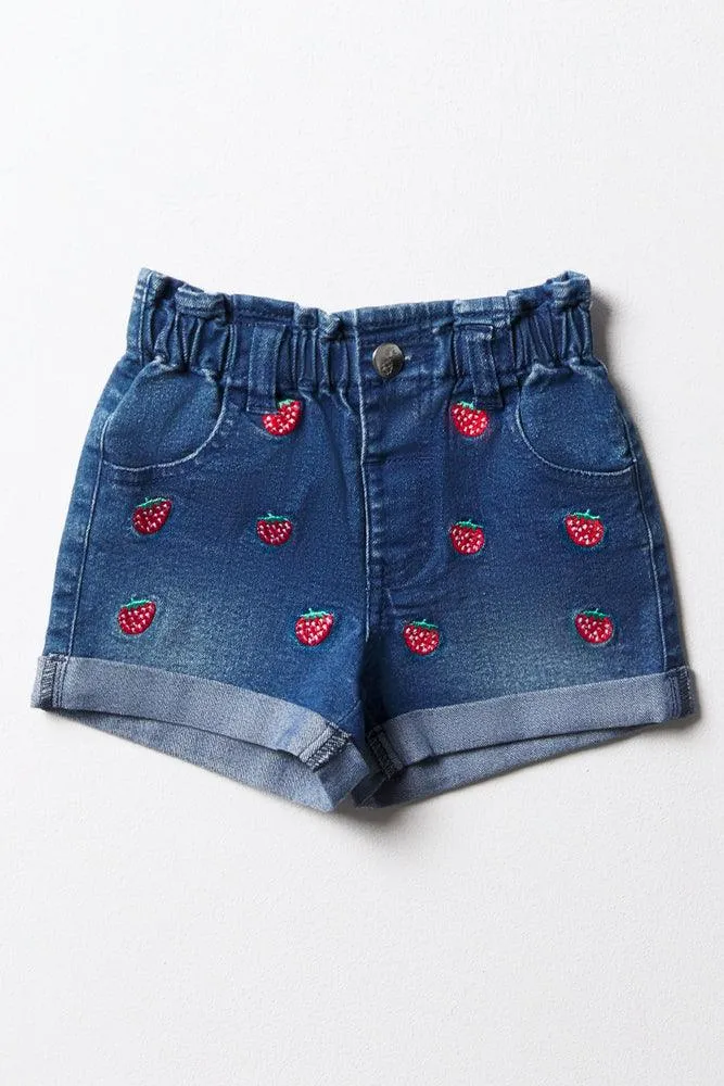 Strawberry Paperbag Shorts Blue