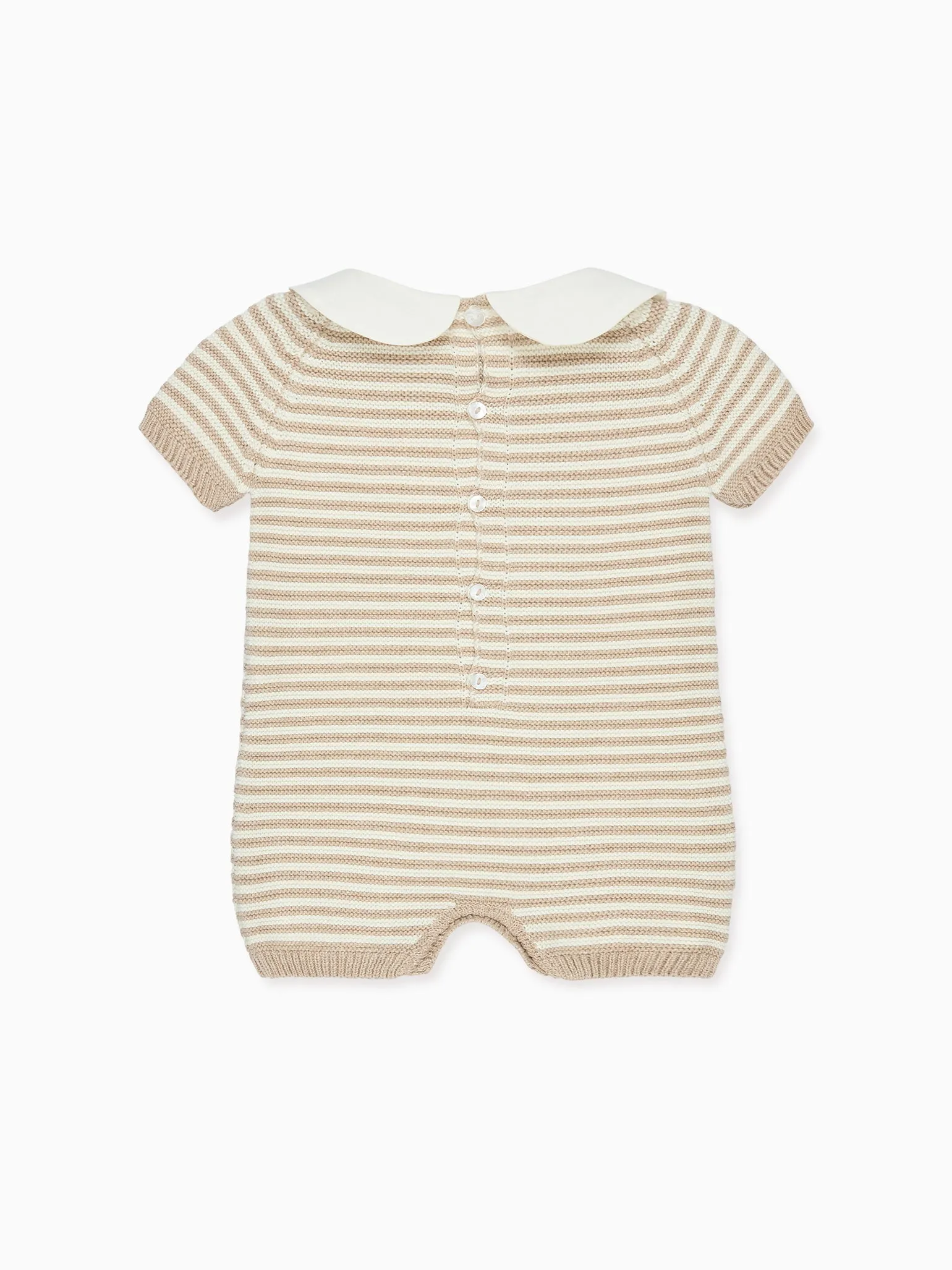 Taupe Stripe Clavel Cotton Baby Knitted Jumpsuit