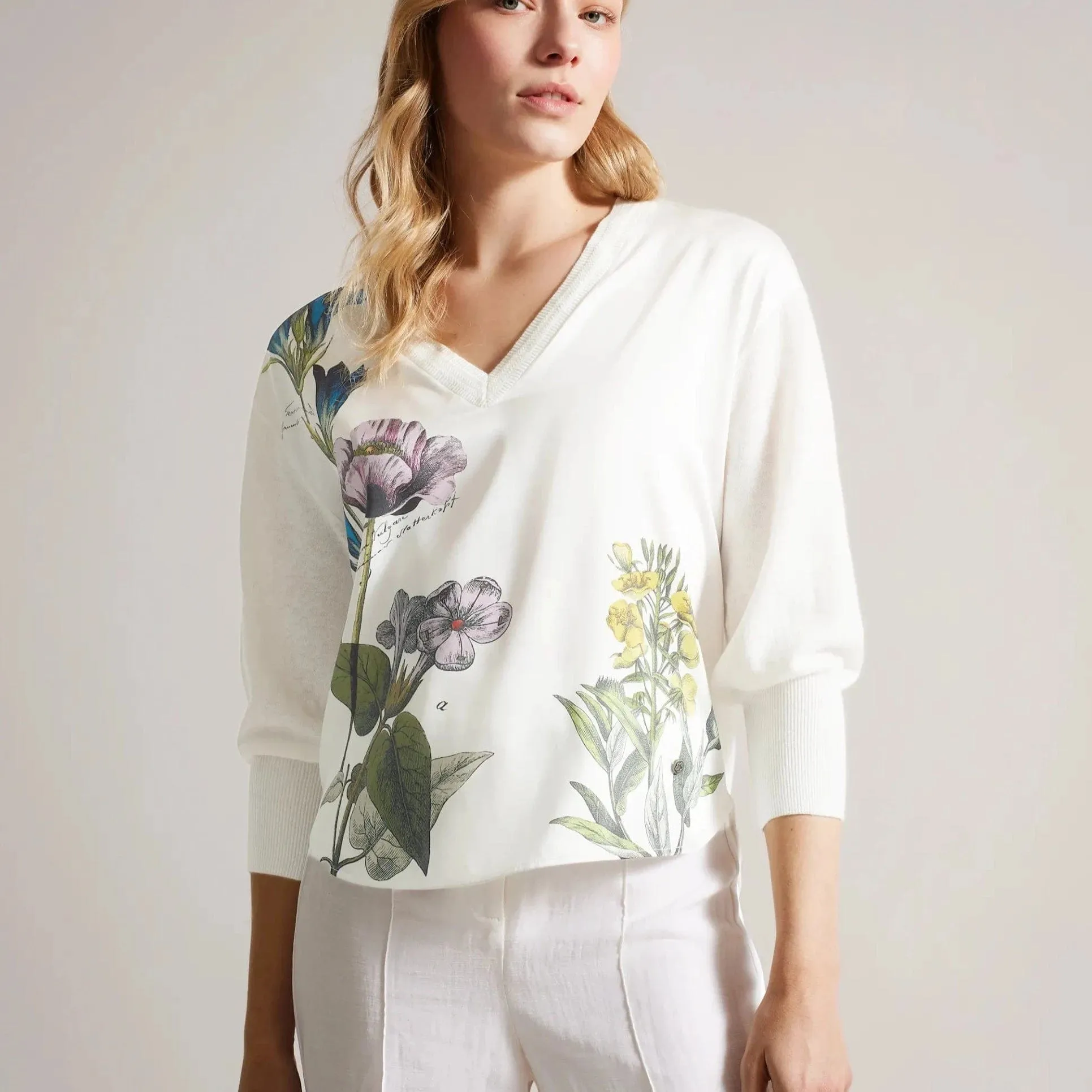 Ted Baker Raili Woven Front V Neck Sweater