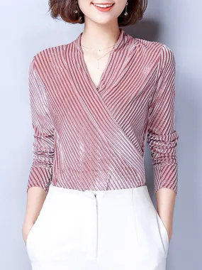 Velvet Cross Wrap Women Blouses