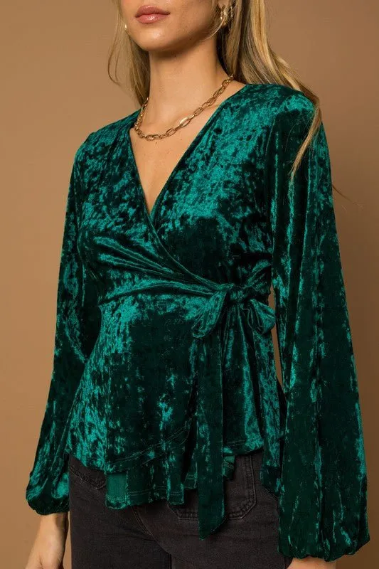 Velvet Wrap Top