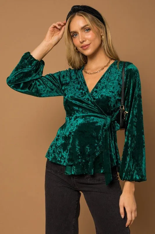 Velvet Wrap Top