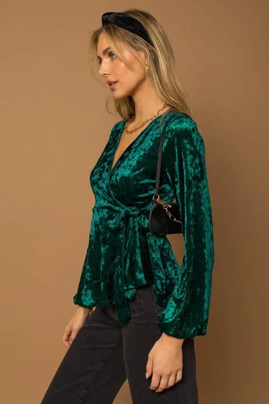 Velvet Wrap Top