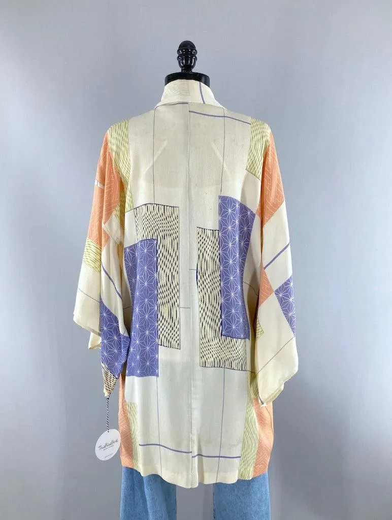 Vintage Ivory Summer Silk Kimono Cardigan