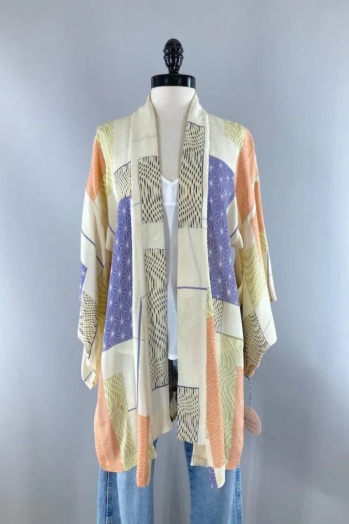 Vintage Ivory Summer Silk Kimono Cardigan