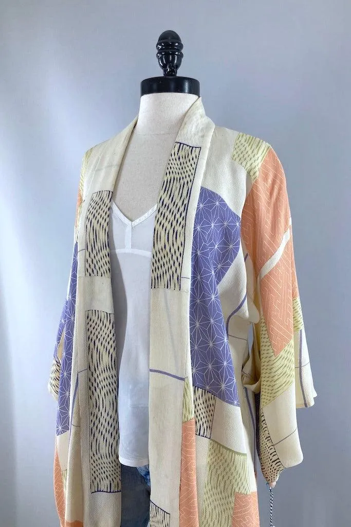 Vintage Ivory Summer Silk Kimono Cardigan