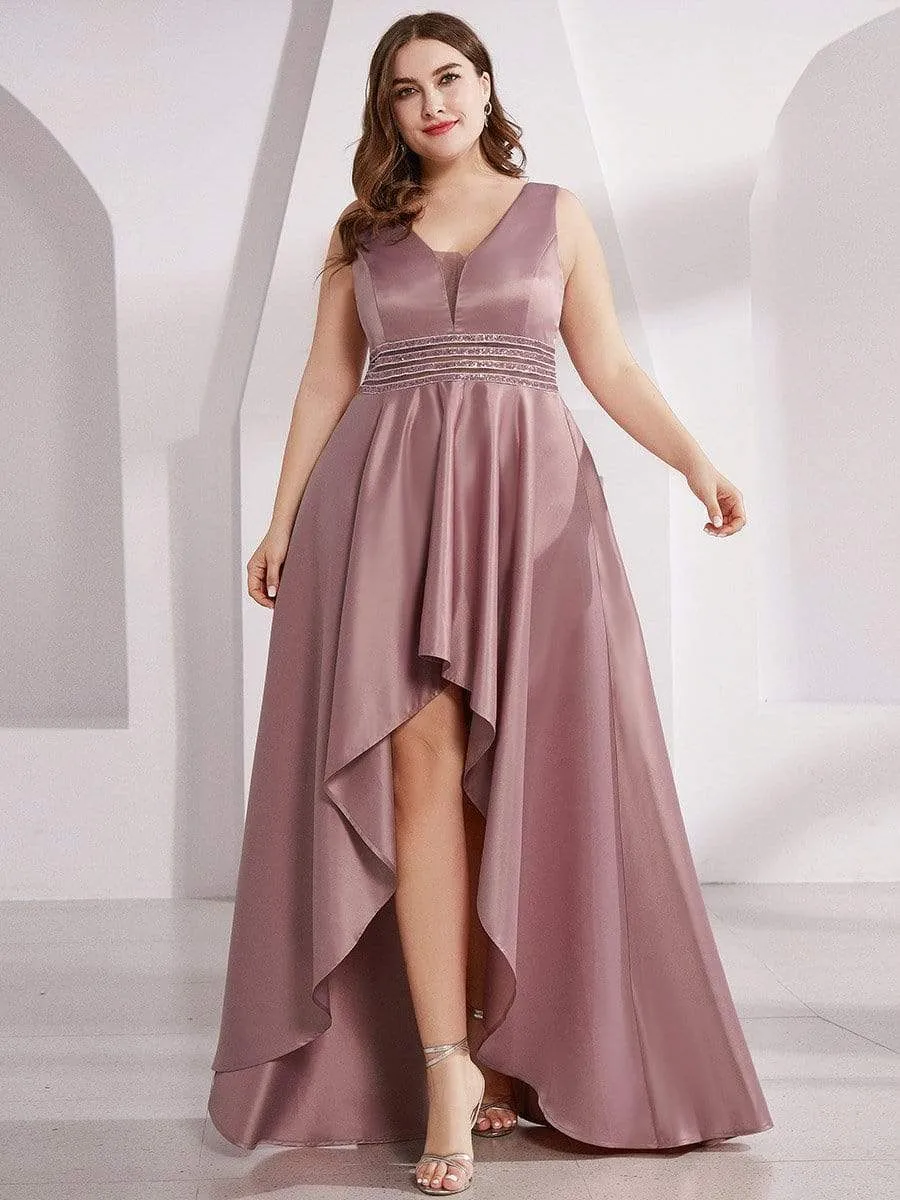 Women's V-Neck Asymmetric High Low Cocktail Party Dress