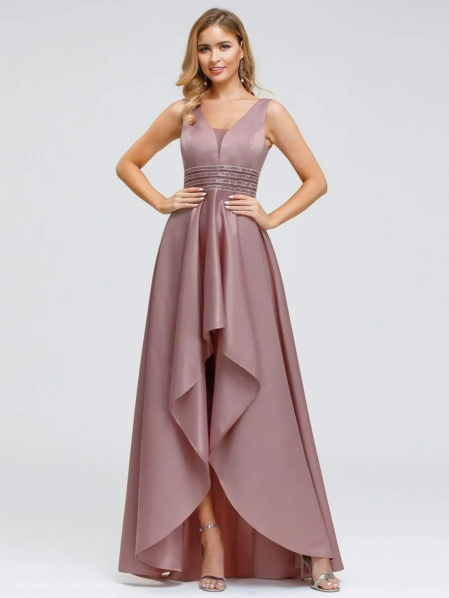 Women's V-Neck Asymmetric High Low Cocktail Party Dress