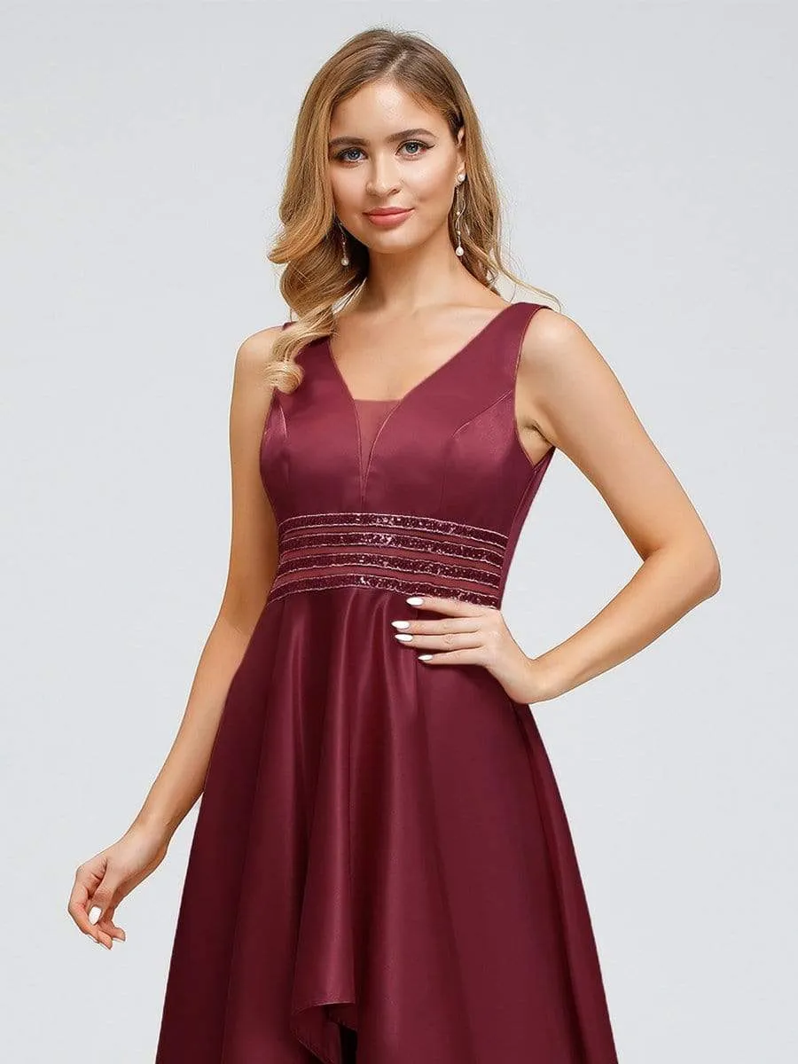 Women's V-Neck Asymmetric High Low Cocktail Party Dress