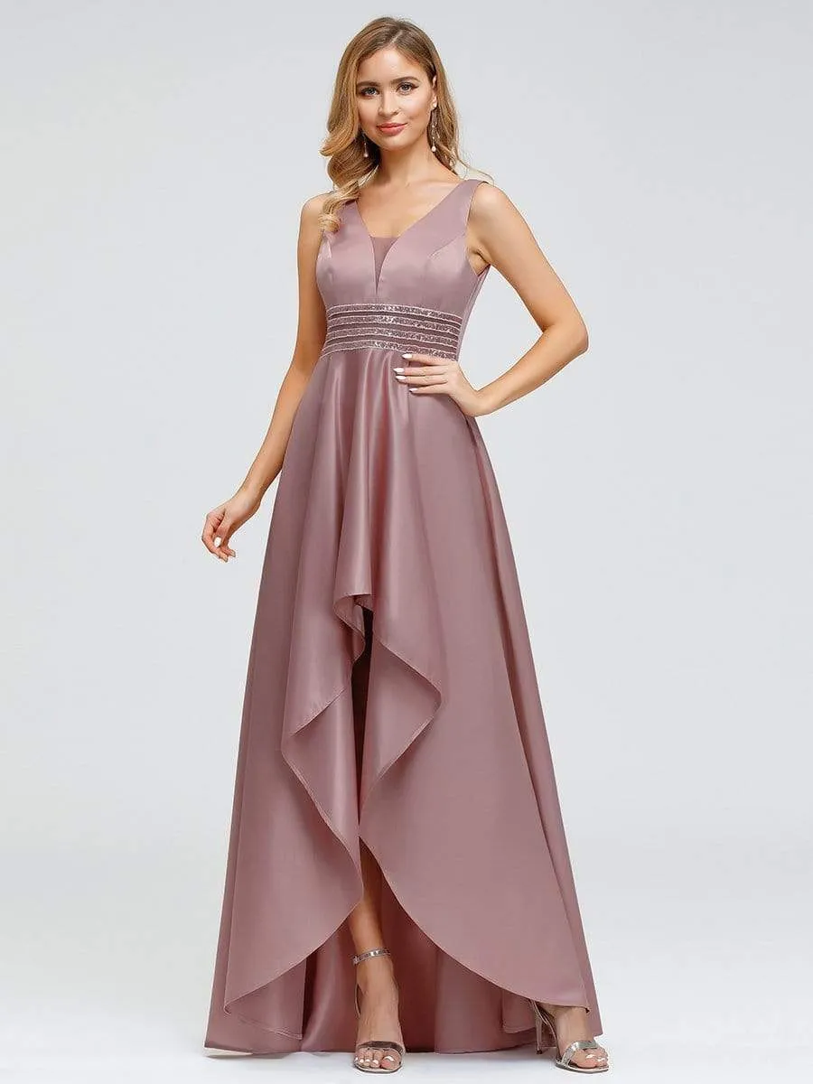 Women's V-Neck Asymmetric High Low Cocktail Party Dress