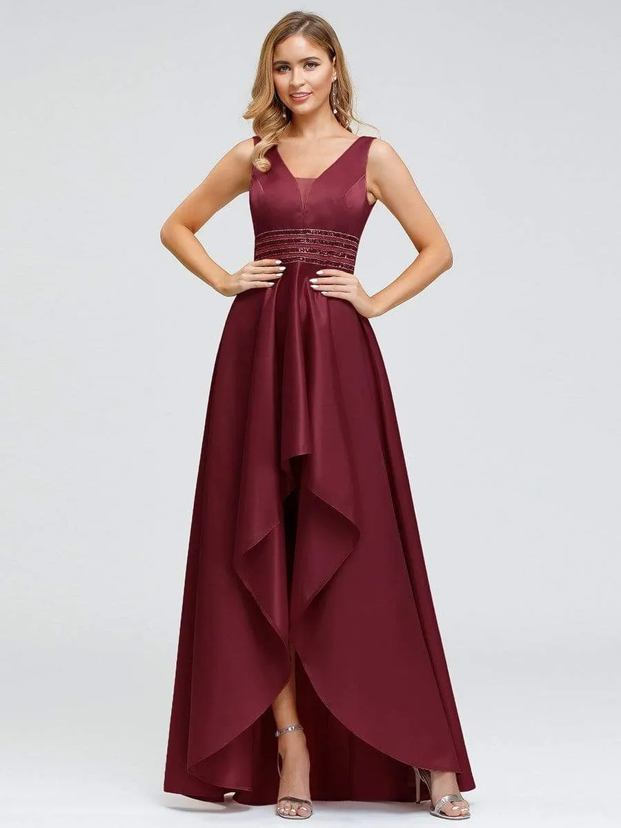 Women's V-Neck Asymmetric High Low Cocktail Party Dress