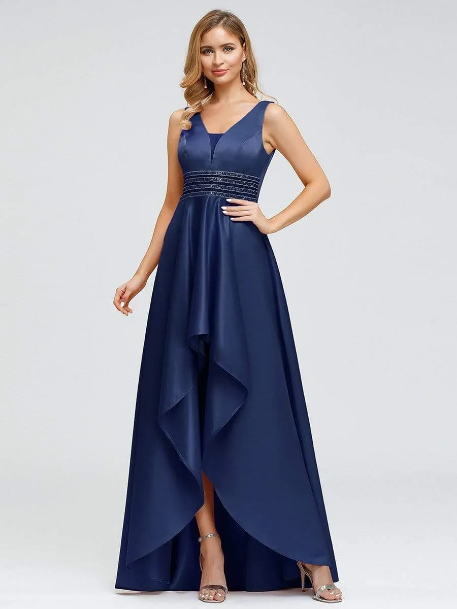 Women's V-Neck Asymmetric High Low Cocktail Party Dress