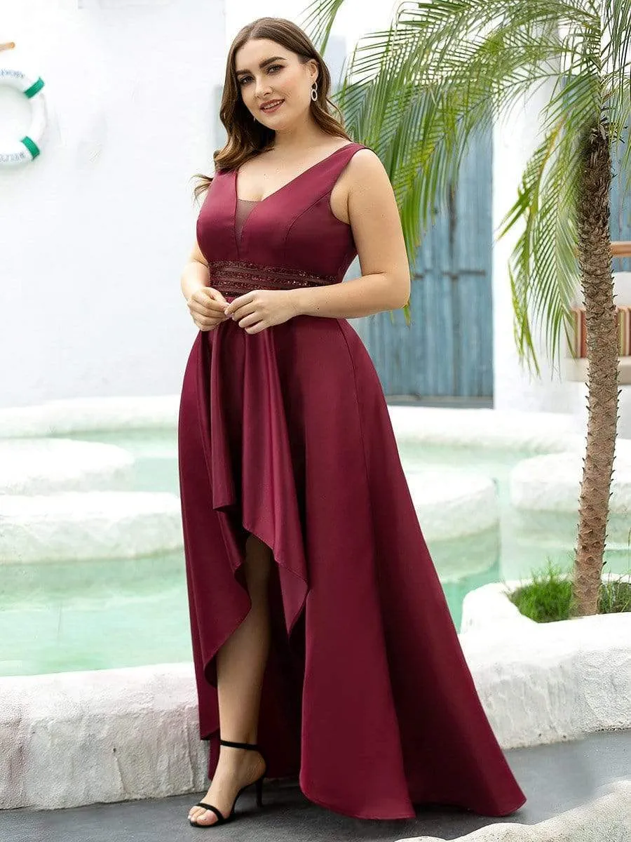 Women's V-Neck Asymmetric High Low Cocktail Party Dress