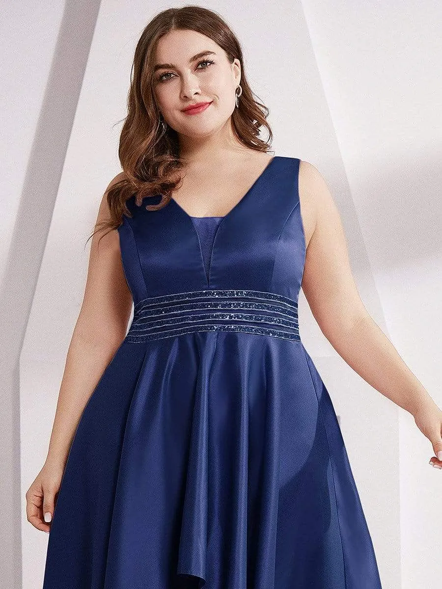 Women's V-Neck Asymmetric High Low Cocktail Party Dress