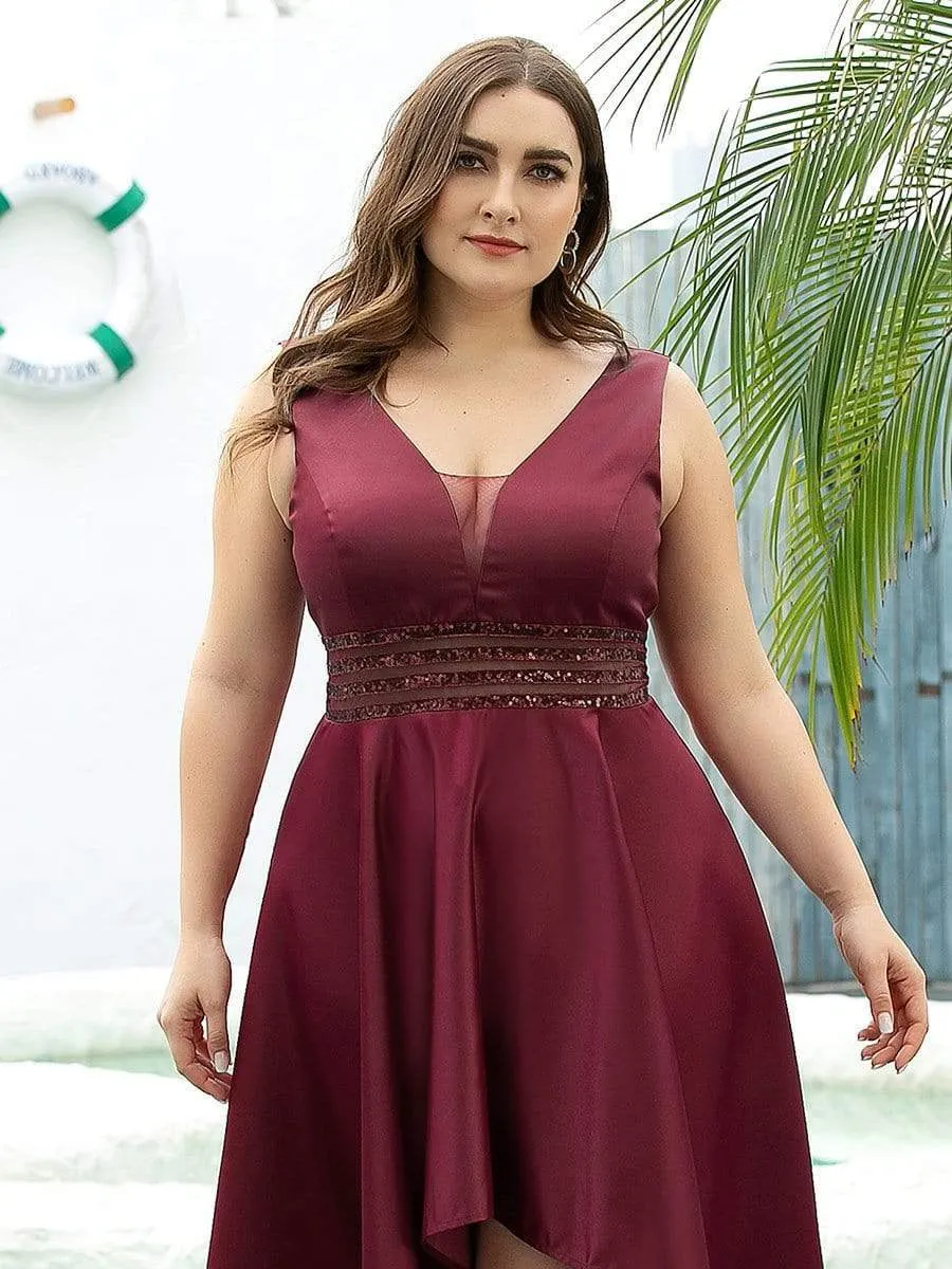 Women's V-Neck Asymmetric High Low Cocktail Party Dress