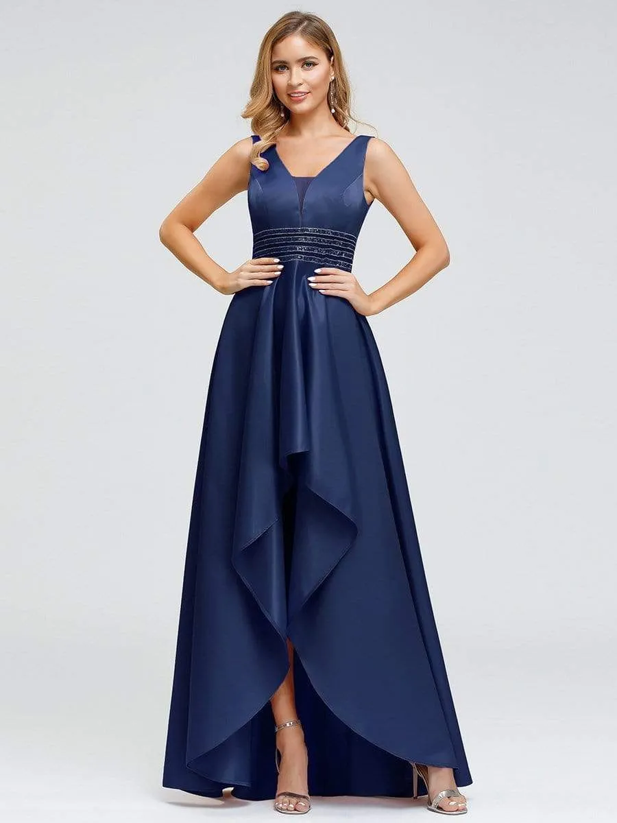 Women's V-Neck Asymmetric High Low Cocktail Party Dress