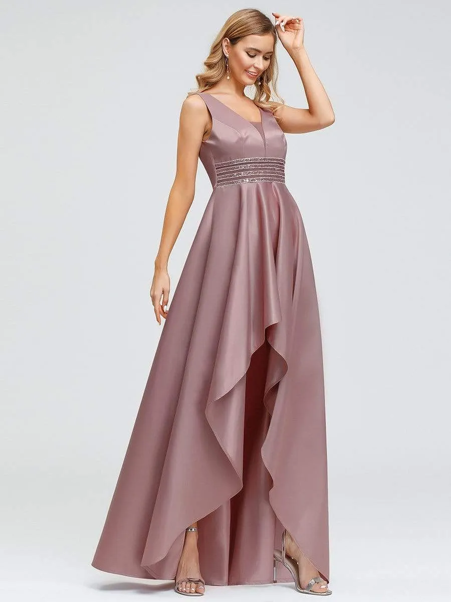 Women's V-Neck Asymmetric High Low Cocktail Party Dress