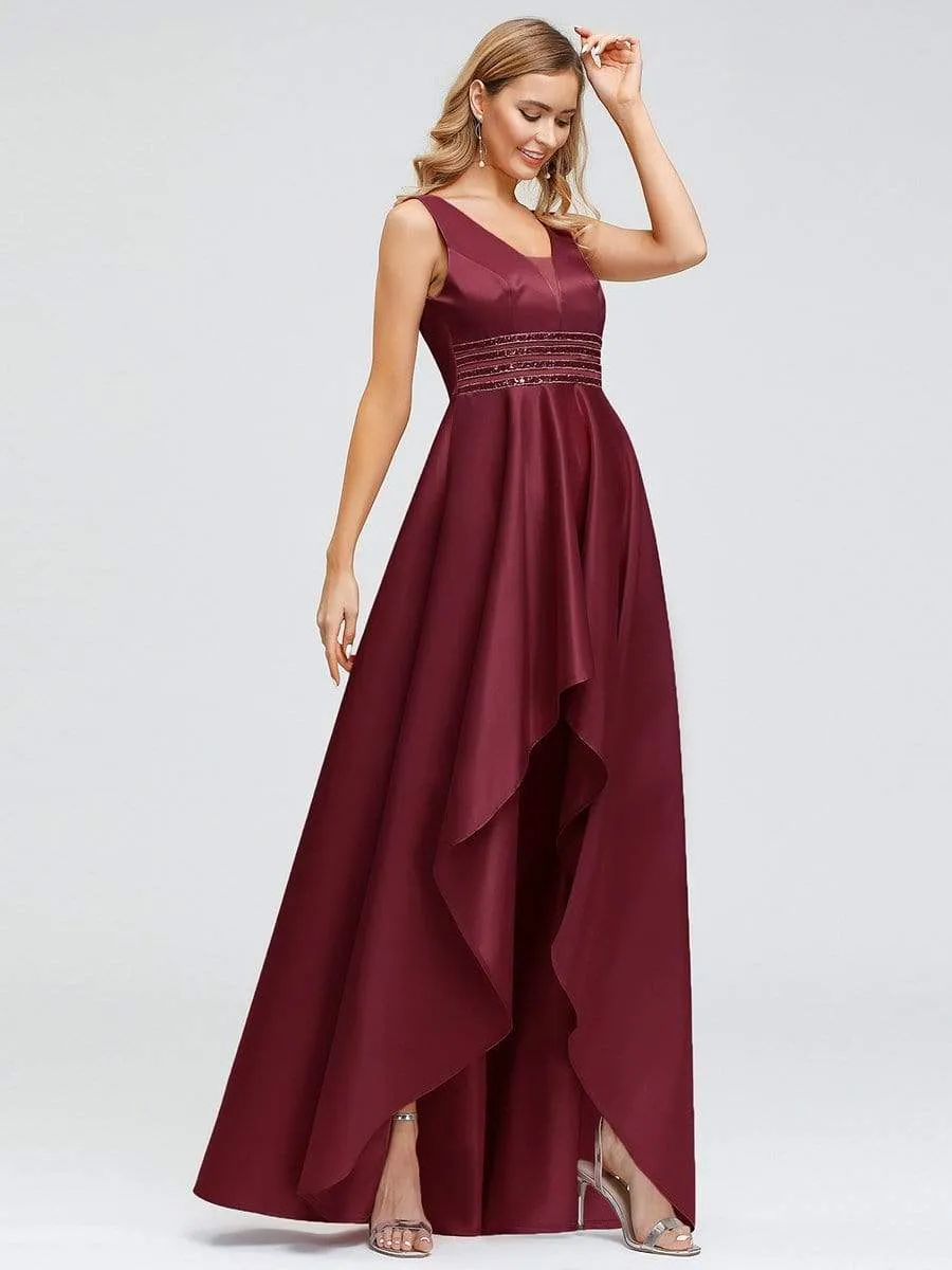 Women's V-Neck Asymmetric High Low Cocktail Party Dress