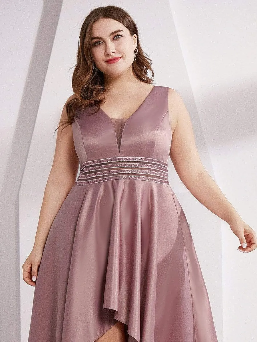 Women's V-Neck Asymmetric High Low Cocktail Party Dress