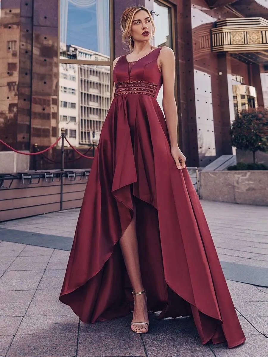 Women's V-Neck Asymmetric High Low Cocktail Party Dress