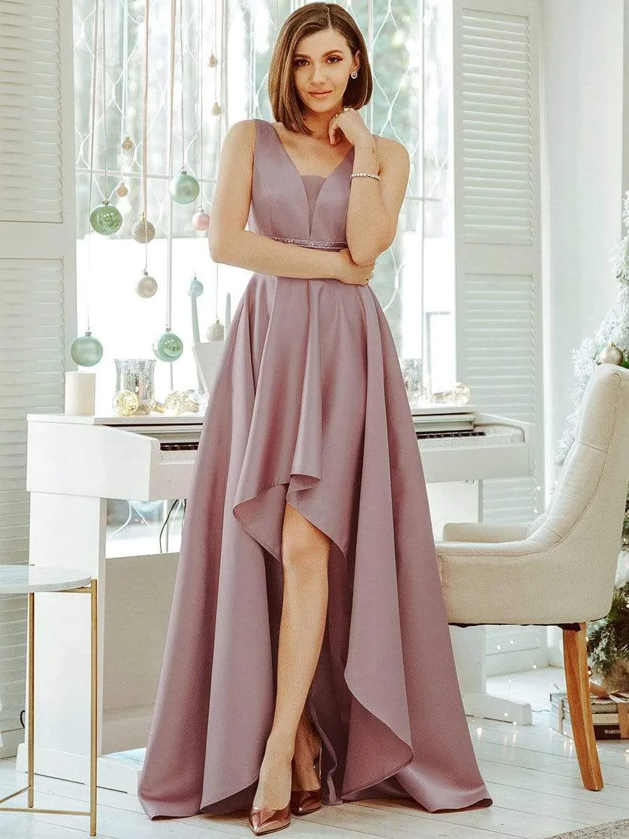 Women's V-Neck Asymmetric High Low Cocktail Party Dress